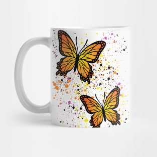 Beautiful Butterflies with Colorful Splatters Mug